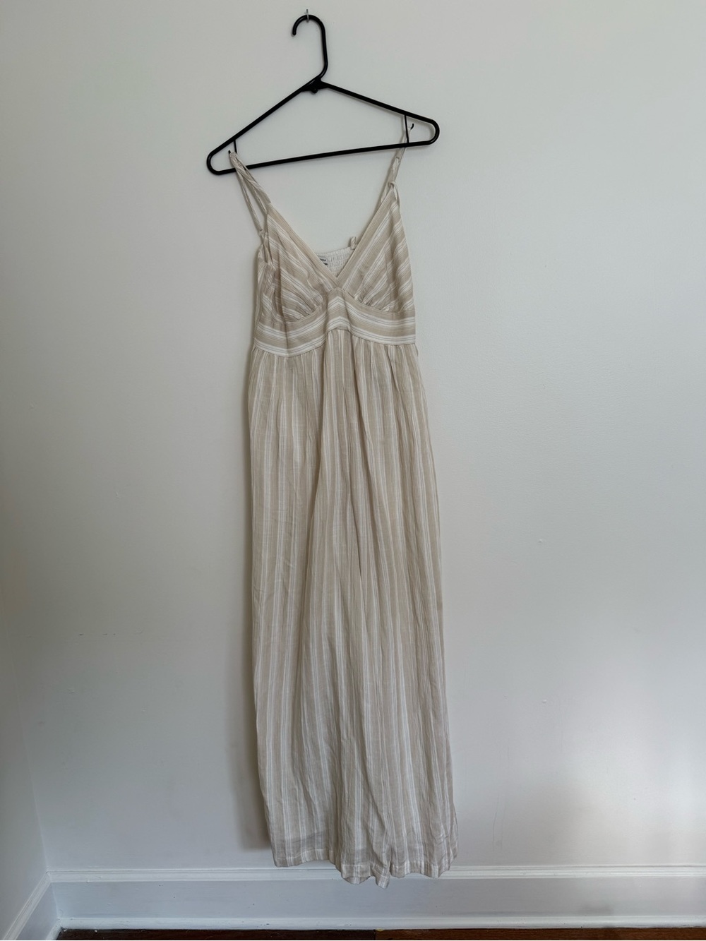 American Eagle Outfitters Cream Striped wide leg jumpsuit